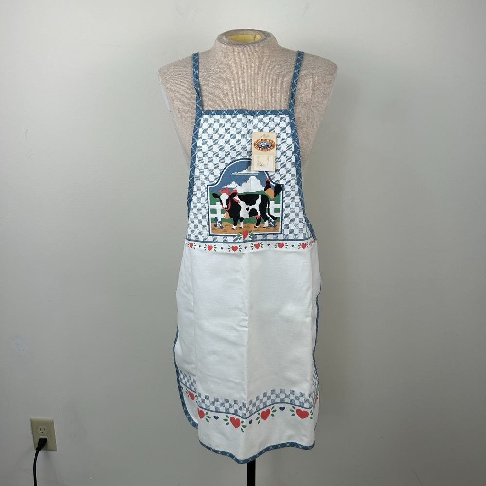 Vintage NWT Woodward & Lothrop Gourmet Gallery Farmhouse‎ Cow Apron in Box